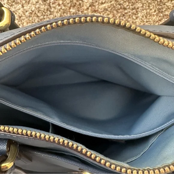 Coach Women's Peyton Leather Nancy Satchel, Navy Blue Handbag - Picture 10 of 14